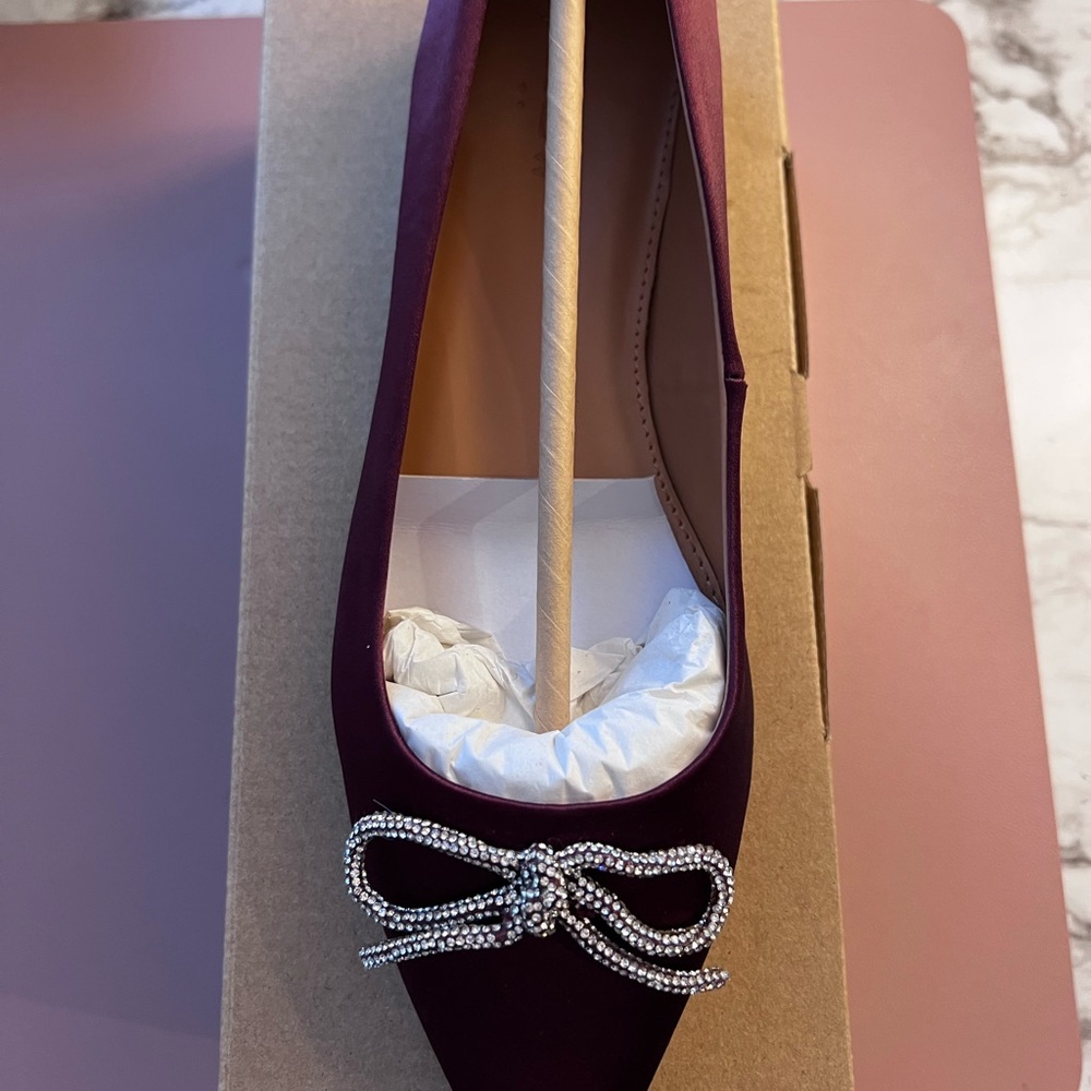 J. Crew Purple Flats with Bow Accent